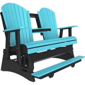 imageLuxCraft Adirondack Balcony Glider  5 with Drop Down Console Cedar on BlackAruba on Black