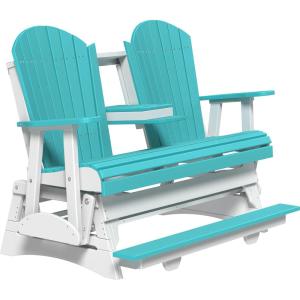 imageLuxCraft Adirondack Balcony Glider  5 with Drop Down Console Cedar on BlackAruba on White