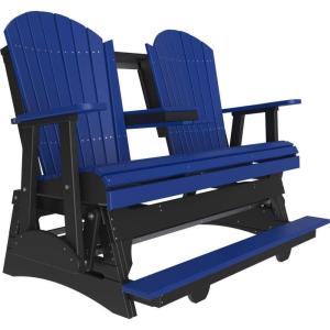imageLuxCraft Adirondack Balcony Glider  5 with Drop Down Console Cedar on BlackBlue on Black