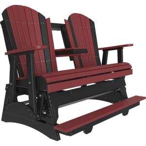 imageLuxCraft Adirondack Balcony Glider  5 with Drop Down Console Cedar on BlackCherrywood on Black