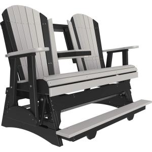 imageLuxCraft Adirondack Balcony Glider  5 with Drop Down Console Cedar on BlackDove Grey on Black