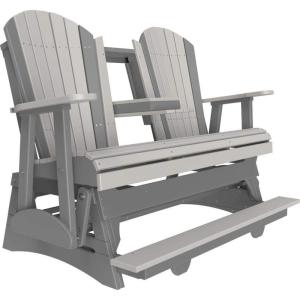 imageLuxCraft Adirondack Balcony Glider  5 with Drop Down Console Cedar on BlackDove Grey on Slate