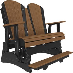 imageLuxCraft Adirondack Balcony Glider  5 with Drop Down Console Cedar on BlackPremium  Antique Mahogany on Black