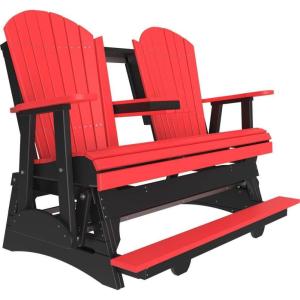 imageLuxCraft Adirondack Balcony Glider  5 with Drop Down Console Cedar on BlackRed on Black