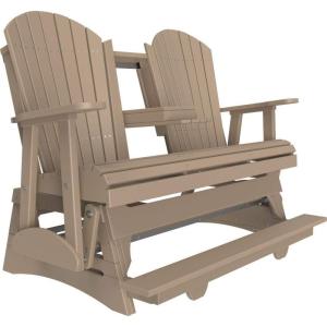 imageLuxCraft Adirondack Balcony Glider  5 with Drop Down Console Cedar on BlackWeatherwood