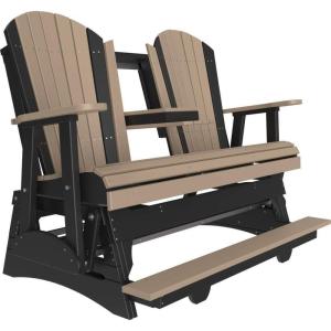 imageLuxCraft Adirondack Balcony Glider  5 with Drop Down Console Cedar on BlackWeatherwood on Black