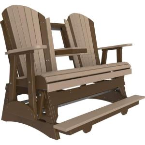 imageLuxCraft Adirondack Balcony Glider  5 with Drop Down Console Cedar on BlackWeatherwood on Chestnut Brown