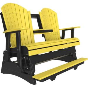imageLuxCraft Adirondack Balcony Glider  5 with Drop Down Console Cedar on BlackYellow on Black