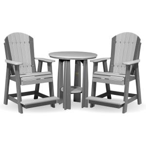 imageLuxCraft Poly Adirondack Balcony Table and 2 Chairs Outdoor Patio 3Piece Dining Set for 2 Dove Gray amp SlateDove Gray  Slate