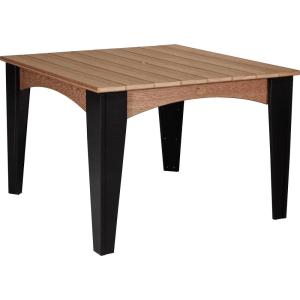 imageLuxCraft Poly Island Dining Table 44 Square Outdoor Patio Table Made with Recycled Plastics Made in USA Weatherwood amp Chestnut BrownAntique Mahogany  Black