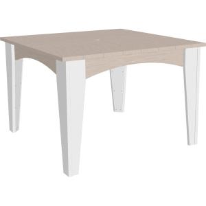 imageLuxCraft Poly Island Dining Table 44 Square Outdoor Patio Table Made with Recycled Plastics Made in USA Weatherwood amp Chestnut BrownBirch  White