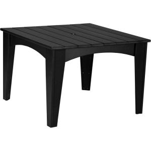 imageLuxCraft Poly Island Dining Table 44 Square Outdoor Patio Table Made with Recycled Plastics Made in USA Weatherwood amp Chestnut BrownBlack