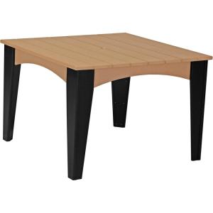 imageLuxCraft Poly Island Dining Table 44 Square Outdoor Patio Table Made with Recycled Plastics Made in USA Weatherwood amp Chestnut BrownCedar  Black