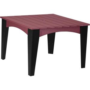 imageLuxCraft Poly Island Dining Table 44 Square Outdoor Patio Table Made with Recycled Plastics Made in USA Weatherwood amp Chestnut BrownCherrywood  Black