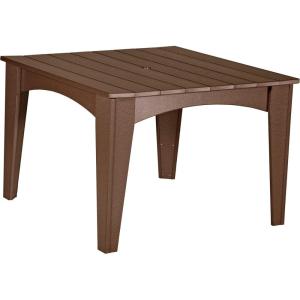 imageLuxCraft Poly Island Dining Table 44 Square Outdoor Patio Table Made with Recycled Plastics Made in USA Weatherwood amp Chestnut BrownChestnut Brown