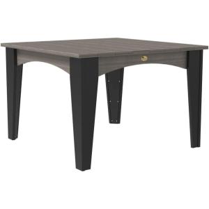imageLuxCraft Poly Island Dining Table 44 Square Outdoor Patio Table Made with Recycled Plastics Made in USA Weatherwood amp Chestnut BrownCoastal Gray  Black