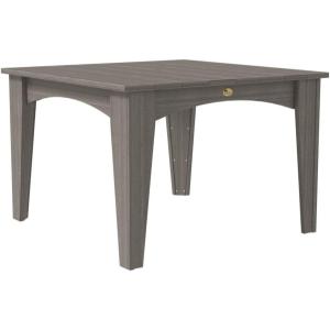 imageLuxCraft Poly Island Dining Table 44 Square Outdoor Patio Table Made with Recycled Plastics Made in USA Weatherwood amp Chestnut BrownCoastal Gray