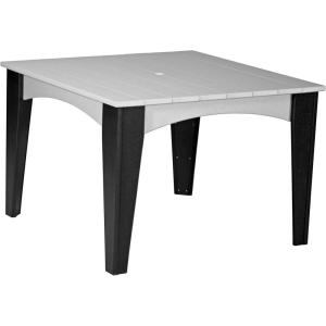 imageLuxCraft Poly Island Dining Table 44 Square Outdoor Patio Table Made with Recycled Plastics Made in USA Weatherwood amp Chestnut BrownDove Gray  Black