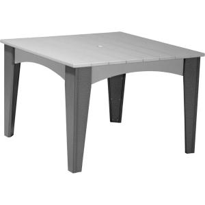 imageLuxCraft Poly Island Dining Table 44 Square Outdoor Patio Table Made with Recycled Plastics Made in USA Weatherwood amp Chestnut BrownDove Gray  Slate
