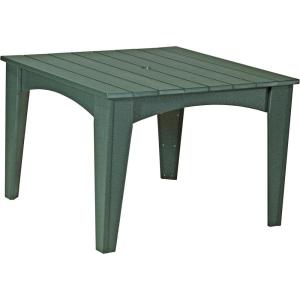 imageLuxCraft Poly Island Dining Table 44 Square Outdoor Patio Table Made with Recycled Plastics Made in USA Weatherwood amp Chestnut BrownGreen