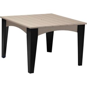 imageLuxCraft Poly Island Dining Table 44 Square Outdoor Patio Table Made with Recycled Plastics Made in USA Weatherwood amp Chestnut BrownWeatherwood  Black