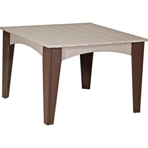 imageLuxCraft Poly Island Dining Table 44 Square Outdoor Patio Table Made with Recycled Plastics Made in USA Weatherwood amp Chestnut BrownWeatherwood  Chestnut Brown