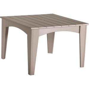 imageLuxCraft Poly Island Dining Table 44 Square Outdoor Patio Table Made with Recycled Plastics Made in USA Weatherwood amp Chestnut BrownWeatherwood