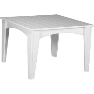imageLuxCraft Poly Island Dining Table 44 Square Outdoor Patio Table Made with Recycled Plastics Made in USA Weatherwood amp Chestnut BrownWhite
