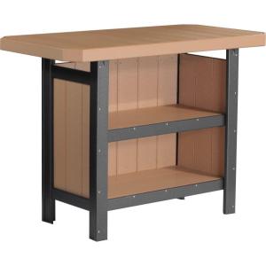 imageLuxCraft Poly Outdoor Serving Bar Table Made with Recycled Plastics  Made in USA Chestnut BrownCedar  Black