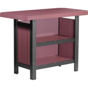 imageLuxCraft Poly Outdoor Serving Bar Table Made with Recycled Plastics  Made in USA Chestnut BrownCherrywood  Black