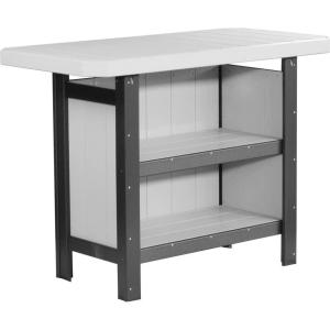 imageLuxCraft Poly Outdoor Serving Bar Table Made with Recycled Plastics  Made in USA Chestnut BrownDove Gray  Black