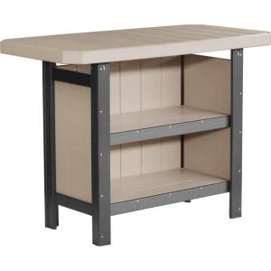 imageLuxCraft Poly Outdoor Serving Bar Table Made with Recycled Plastics  Made in USA Chestnut BrownWeatherwood  Black