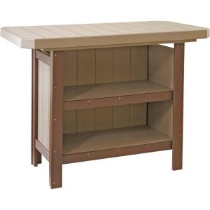 imageLuxCraft Poly Outdoor Serving Bar Table Made with Recycled Plastics  Made in USA Chestnut BrownWeatherwood  Chestnut Brown
