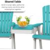 imageDutchCrafters Plastic Poly Outdoor Bistro Set with 2 Chairs and Attached Center Table 3 Piece Patio Furniture Set  Amish Made in USA Black amp Light GrayWhite  Blue