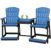 imageDutchCrafters Plastic Poly Outdoor Bistro Set with 2 Chairs and Attached Center Table 3 Piece Patio Furniture Set  Amish Made in USA Black amp Light GrayBlack  Blue