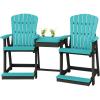imageDutchCrafters Plastic Poly Outdoor Bistro Set with 2 Chairs and Attached Center Table 3 Piece Patio Furniture Set  Amish Made in USA Black amp Light GrayBlack  Aruba Blue