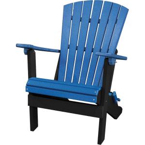 imageDutchCrafters Plastic Poly Folding Adirondack Outdoor Patio Chair with Slat Fan Back  Amish Made in USA Black amp WeatherwoodBlack  Blue