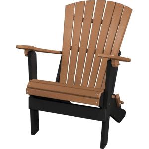 imageDutchCrafters Plastic Poly Folding Adirondack Outdoor Patio Chair with Slat Fan Back  Amish Made in USA Black amp WeatherwoodBlack  Cedar