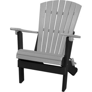 imageDutchCrafters Plastic Poly Folding Adirondack Outdoor Patio Chair with Slat Fan Back  Amish Made in USA Black amp WeatherwoodBlack  Light Gray