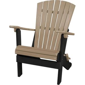 imageDutchCrafters Plastic Poly Folding Adirondack Outdoor Patio Chair with Slat Fan Back  Amish Made in USA Black amp WeatherwoodBlack  Weatherwood