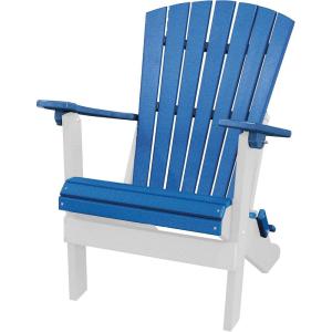 imageDutchCrafters Plastic Poly Folding Adirondack Outdoor Patio Chair with Slat Fan Back  Amish Made in USA Black amp WeatherwoodWhite  Blue