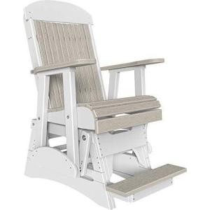 imageLuxCraft 2 Classic Poly Slat Back Balcony Glider with Builtin Footrest Dove Gray amp SlateBirch  White