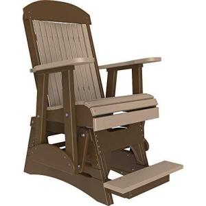 imageLuxCraft 2 Classic Poly Slat Back Balcony Glider with Builtin Footrest Dove Gray amp SlateWeatherwood  Chestnut Brown