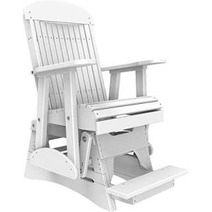 imageLuxCraft 2 Classic Poly Slat Back Balcony Glider with Builtin Footrest Dove Gray amp SlateWhite