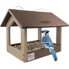 image:imageDutchCrafters Amish USA Made Recycled Plastic Large Hanging Modern Fly Through Covered Roof Open Platform Tray Bird Feeder for Outdoors Garden Yard Black amp RedTudor Brown  Weatherwood