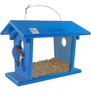 image:imageDutchCrafters Hanging Bluebird Feeder for Mealworms with 1 12 Entrance Hole Outdoor Live or Dried Mealworm Feeder for Bluebirds  Amish USA Made BlueBlue