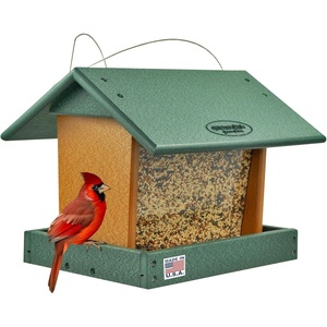 image:imagePoly Hanging Hopper Bird Feeder Large Bird Feeder for Outside Outdoors  Amish American Made Hanging Black amp RedTurf Green  Cedar