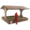 image:imageDutchCrafters Amish USA Made Poly Extra Large Fly Through Bird Feeder Post Mount for 4 x 4 Covered Bird Feeder Open Platform Seed Tray for Outdoor Outside Garden Yard Black amp CedarTudor Brown  Weatherwood