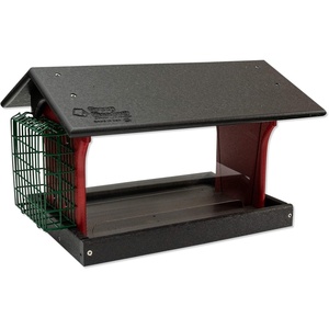 image:imageClassic Single Suet Poly Bird Feeder Gray amp Lime Mount Style  Post MountBlack  Bright Red