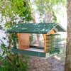 image:imageDutchCrafters Large Plastic Poly Hopper Bird Feeder with Two Suet Cages Bird Feeders for Outdoors for Food or Seed Gray amp Bright Red  Post MountHanging  Turf Green  Cedar